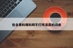 包含黑料爆料网不打烊凌晨的词条